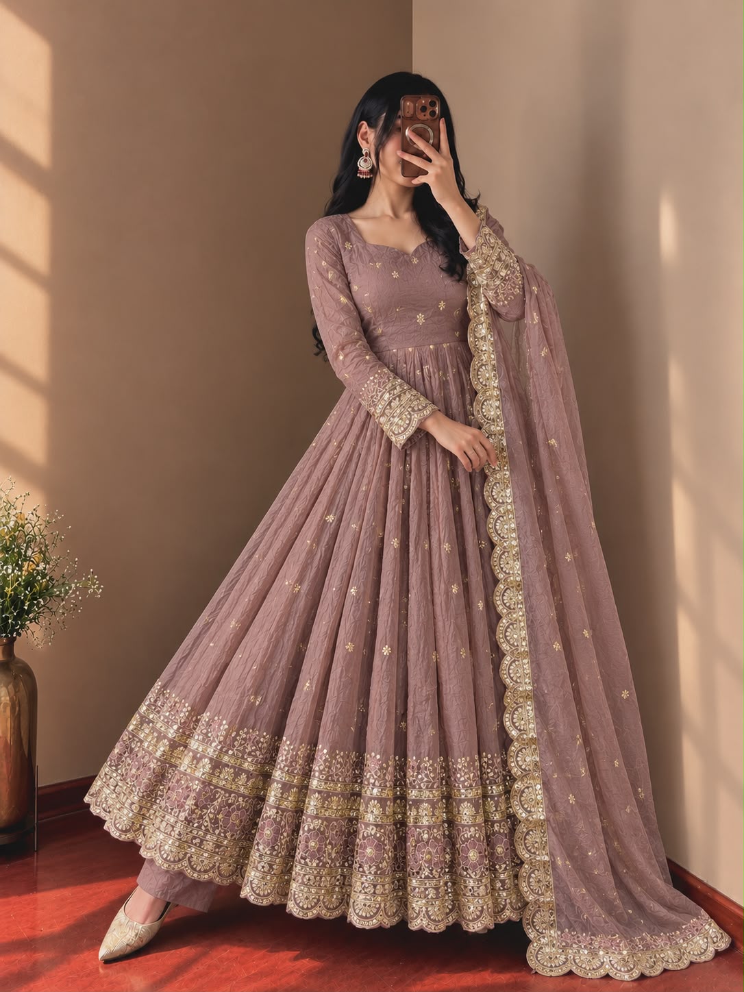 JF 059 Onion Fendy Silk Gown with Embroidery Work & Sequins Work. Special Price ₹2799. Delivery 4-6 Working Days. Shop now. | Gowns, Bollywood Gowns, Creative Gowns, Designer Gowns, Embroidered Gowns, Party Wear Gowns