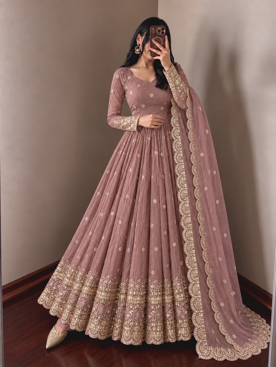JF 059 Onion Fendy Silk Gown with Embroidery Work & Sequins Work. Special Price ₹2799. Delivery 4-6 Working Days. Shop now. | Gowns, Bollywood Gowns, Creative Gowns, Designer Gowns, Embroidered Gowns, Party Wear Gowns