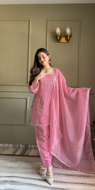 KB 297 Pink Crunchy Silk Salwar Suit with Embroidery Work. Wedding, Party, Festive, Events Best Price ₹2029. Delivery 4-6 Working Days. Shop now. | Jump Suits, Salwar suit, Casual Suits, Creative suits, Designer Suits, Palazzo Suits, Party Wear Suits, Patiala Suits, Straight Suits