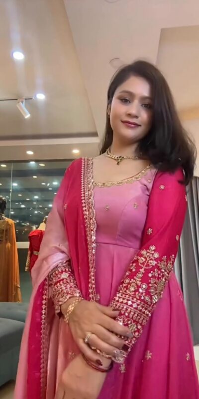SR 1725 Pink Faux Georgette Gown with Mirror Work & Embroidery Work. Get it for ₹2449. Delivery 4-6 Working Days. Online Shop now. | Gowns, Bollywood Gowns, Creative Gowns, Designer Gowns, Embroidered Gowns, Party Wear Gowns