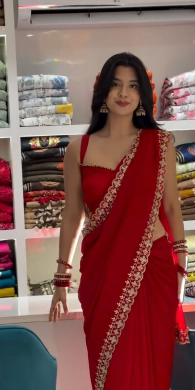  KD 649 Red Color Faux Georgette Embroidery Sequins Work Saree Casual, Wedding, Festive, Events . Expected Delivery  4-6 Working Days @1999/- only                                                                                | Sarees, Bollywood Sarees, Creative Sarees, Designer Sarees, Embroidered Sarees, Ethnic Saree, Modern Digital sarees, Party Wear Sarees