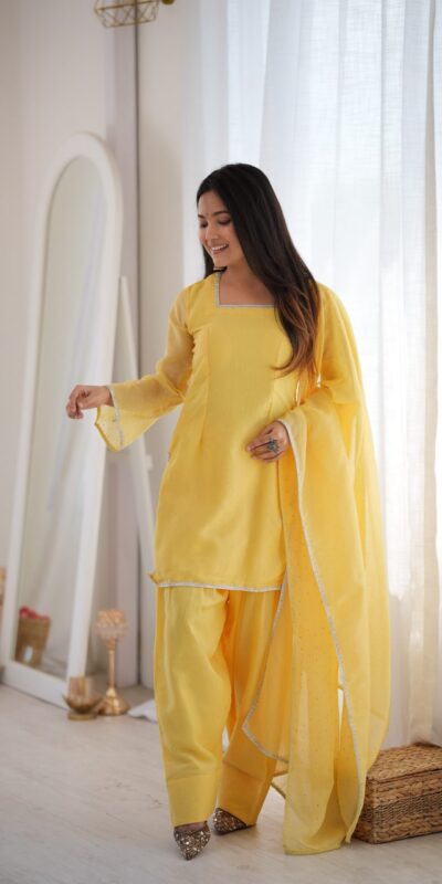 KB 297 Yellow Crunchy Silk Salwar Suit with Embroidery Work. Wedding, Party, Festive, Events Best Price ₹2029. Delivery 4-6 Working Days. Shop now. | Jump Suits, Salwar suit, Casual Suits, Creative suits, Designer Suits, Palazzo Suits, Party Wear Suits, Patiala Suits, Straight Suits