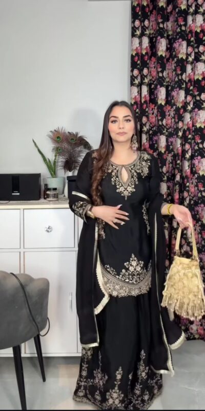 NF 1236 Black Chinon Silk Salwar Suit with Embroidery Work & Sequins Work. Get it for ₹2349. Delivery 4-6 Working Days. Shop now. | Jump Suits, Salwar suit, Casual Suits, Creative suits, Designer Suits, Palazzo Suits, Party Wear Suits, Patiala Suits, Straight Suits
