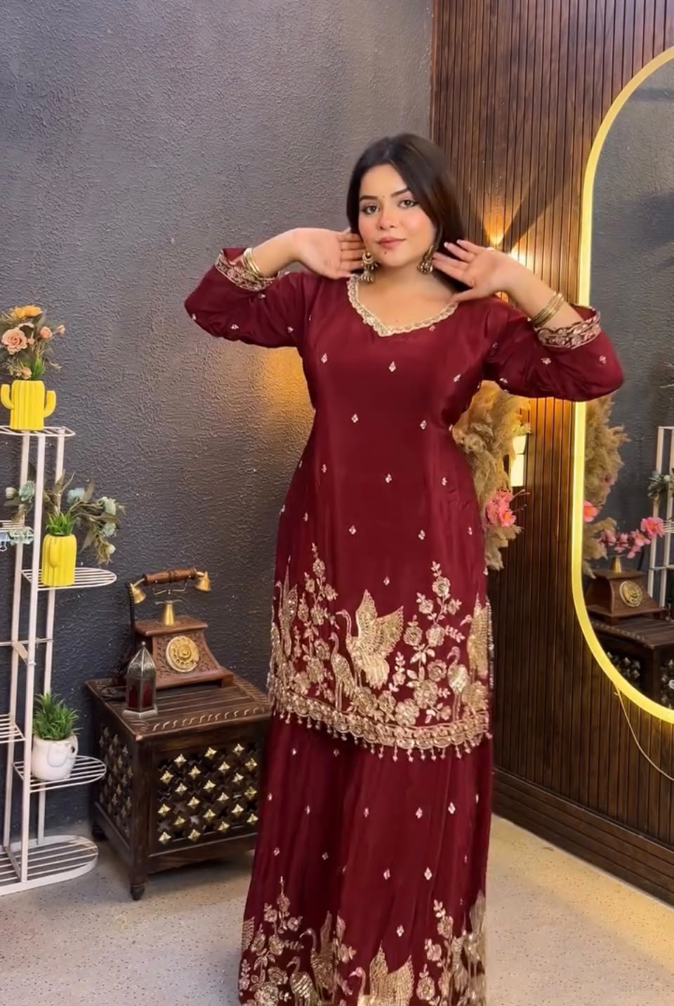 VLM 355 Maroon Chinon Silk Salwar Suit with Embroidery Work & Sequins Work. Get it for ₹2399. Delivery 4-6 Working Days. Shop now. | Jump Suits, Salwar suit, Casual Suits, Creative suits, Designer Suits, Palazzo Suits, Party Wear Suits, Patiala Suits, Straight Suits