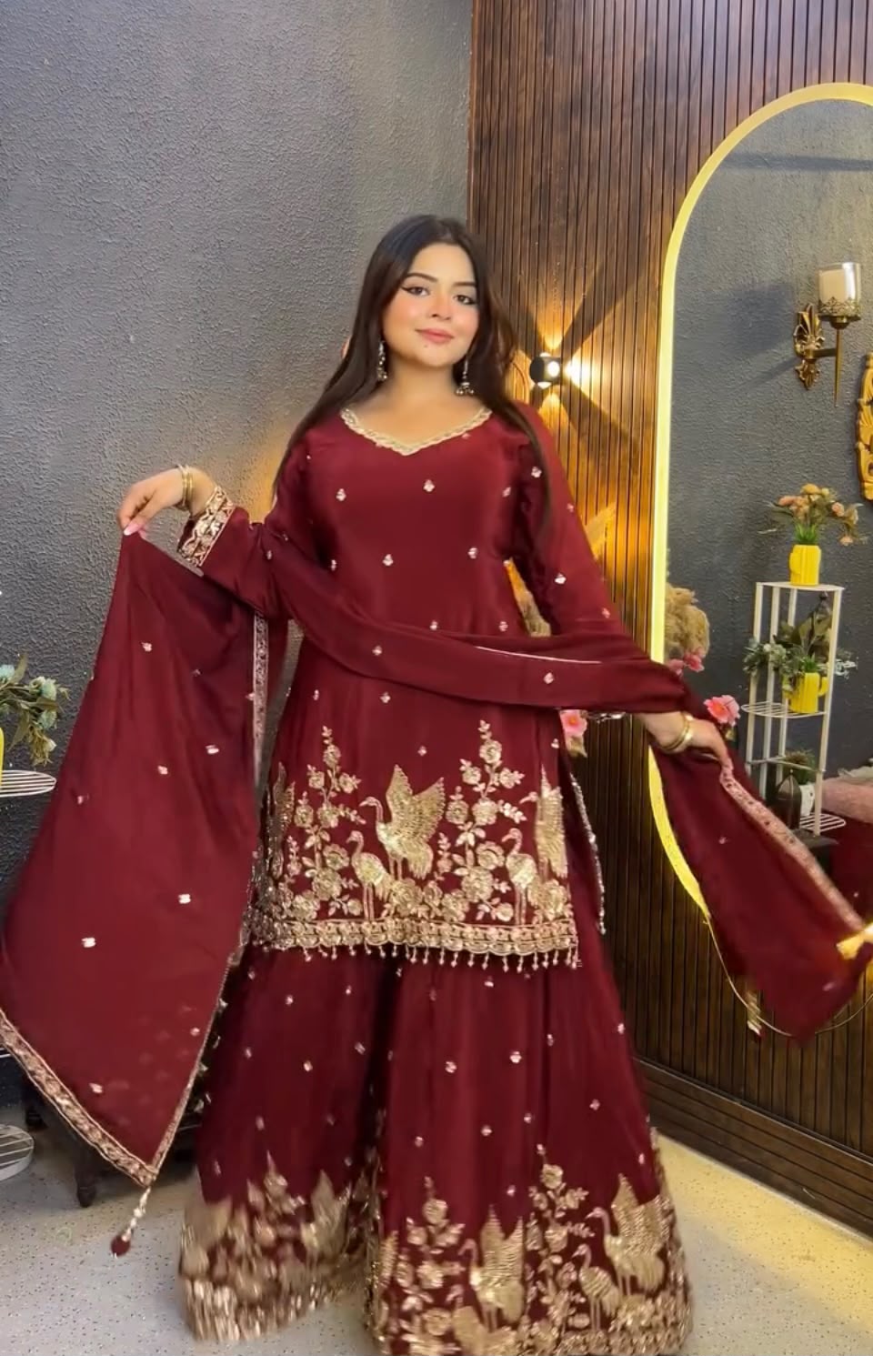 VLM 355 Maroon Chinon Silk Salwar Suit with Embroidery Work & Sequins Work. Get it for ₹2399. Delivery 4-6 Working Days. Shop now. | Jump Suits, Salwar suit, Casual Suits, Creative suits, Designer Suits, Palazzo Suits, Party Wear Suits, Patiala Suits, Straight Suits