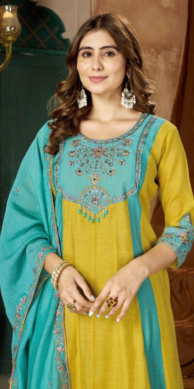 DIVA 183 Yellow Brown Mal Chanderi Salwar Suit Perfect for Wedding, Party, Baisakhi, Housewarming, Sangeet – Introductory Price ₹2799. Delivery 4-6 Working | Jump Suits, Salwar suit, Casual Suits, Creative suits, Designer Suits, Palazzo Suits, Party Wear Suits, Patiala Suits, Straight Suits