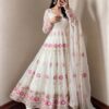SR 1724 White Faux Georgette Gown with Mirror Work & Embroidery Work. Get it for ₹2799. Delivery 4-6 Working Days. Online Shop now. | Gowns, Bollywood Gowns, Creative Gowns, Designer Gowns, Embroidered Gowns, Party Wear Gowns