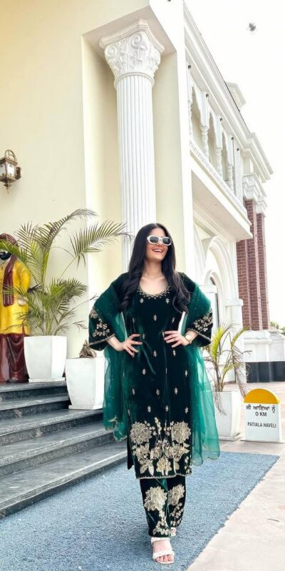 ND 5028 Green Viscose Velvet Salwar Suit with Embroidery Work & Lace Work. Grab it for ₹2349. Delivery 4-6 Working Days. Shop now. | Jump Suits, Salwar suit, Casual Suits, Creative suits, Designer Suits, Palazzo Suits, Party Wear Suits, Patiala Suits, Straight Suits