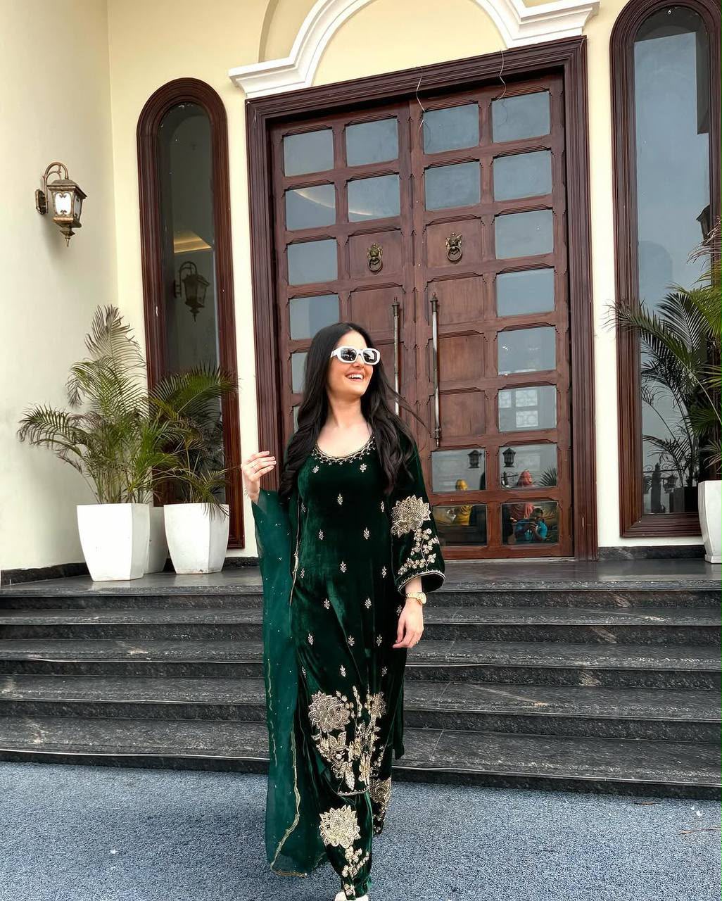 ND 5028 Green Viscose Velvet Salwar Suit with Embroidery Work & Lace Work. Grab it for ₹2349. Delivery 4-6 Working Days. Shop now. | Jump Suits, Salwar suit, Casual Suits, Creative suits, Designer Suits, Palazzo Suits, Party Wear Suits, Patiala Suits, Straight Suits