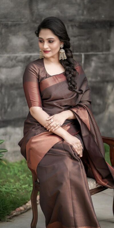 KP 3094 Brown Soft Lichi Jacquard Work Saree for Wedding, Party, Cultural Events, Traditional Day, Pooja . Grab it for ₹1549. Delivery 4-6 Working Day | Sarees, Bollywood Sarees, Creative Sarees, Designer Sarees, Embroidered Sarees, Ethnic Saree, Modern Digital sarees, Party Wear Sarees