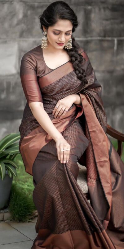 KP 3094 Brown Soft Lichi Jacquard Work Saree for Wedding, Party, Cultural Events, Traditional Day, Pooja . Grab it for ₹1549. Delivery 4-6 Working Day | Sarees, Bollywood Sarees, Creative Sarees, Designer Sarees, Embroidered Sarees, Ethnic Saree, Modern Digital sarees, Party Wear Sarees