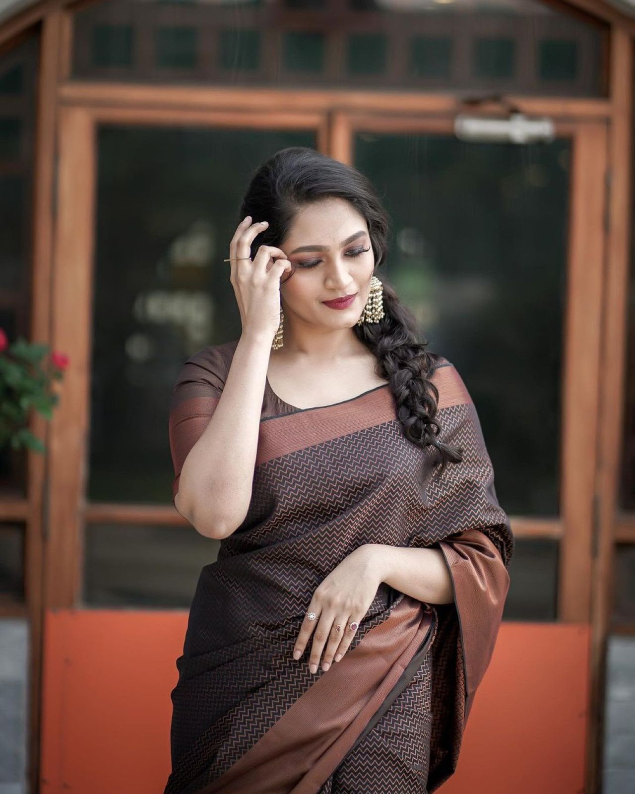 KP 3094 Brown Soft Lichi Jacquard Work Saree for Wedding, Party, Cultural Events, Traditional Day, Pooja . Grab it for ₹1549. Delivery 4-6 Working Day | Sarees, Bollywood Sarees, Creative Sarees, Designer Sarees, Embroidered Sarees, Ethnic Saree, Modern Digital sarees, Party Wear Sarees