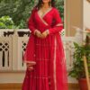 Magical Red Georgette Gotta Patti Work Gown