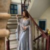 Nice Grey Fendy Silk Bits Hand Work Salwar Suit