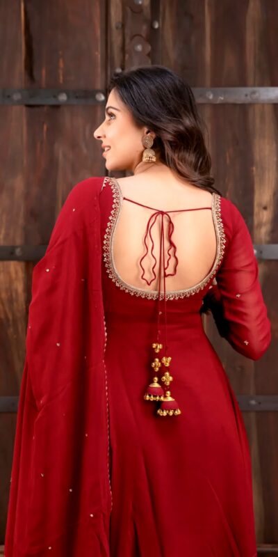 KD 1653 Red Faux Georgette Salwar Suit with Lace Work & Digital Print. Introductory Price ₹2349. Delivery 4-6 Working Days. Shop now. | Anarkali Suits, Bollywood Anarkali, Creative-Anarkali, Designer Anarkali, Embroidered Anarkali, Party Wear Anarkali