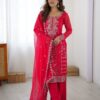 Perfect Pink Faux Georgette Thread Work Salwar Suit