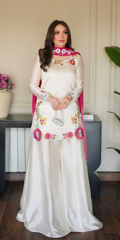 MF 525 Off White Color Roman Silk Salwar Suit with Embroidery Work. Available at ₹2399 only. Delivery 4-6 Working Days. Shop now. | Jump Suits, Salwar suit, Casual Suits, Creative suits, Designer Suits, Palazzo Suits, Party Wear Suits, Patiala Suits, Straight Suits