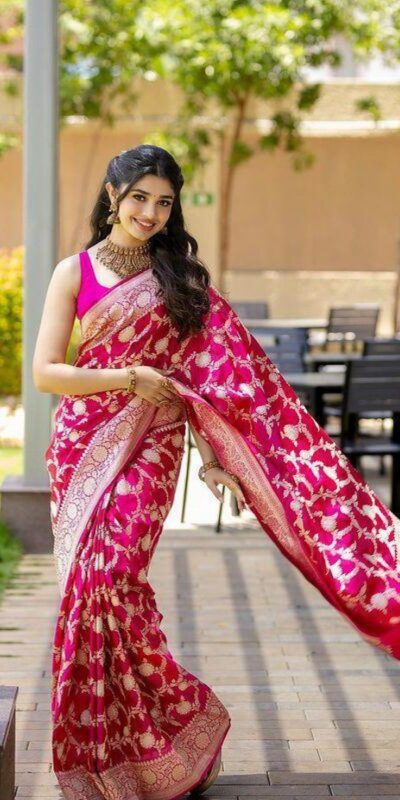 KP 6016 Pink   Color Soft Lichi Silk Jacquard On All Over Saree Casual, Party Wear, Wedding, Events Etc. Expected Delivery 4-6 Working Days @1549/- | Sarees, Bollywood Sarees, Creative Sarees, Designer Sarees, Embroidered Sarees, Ethnic Saree, Modern Digital sarees, Party Wear Sarees