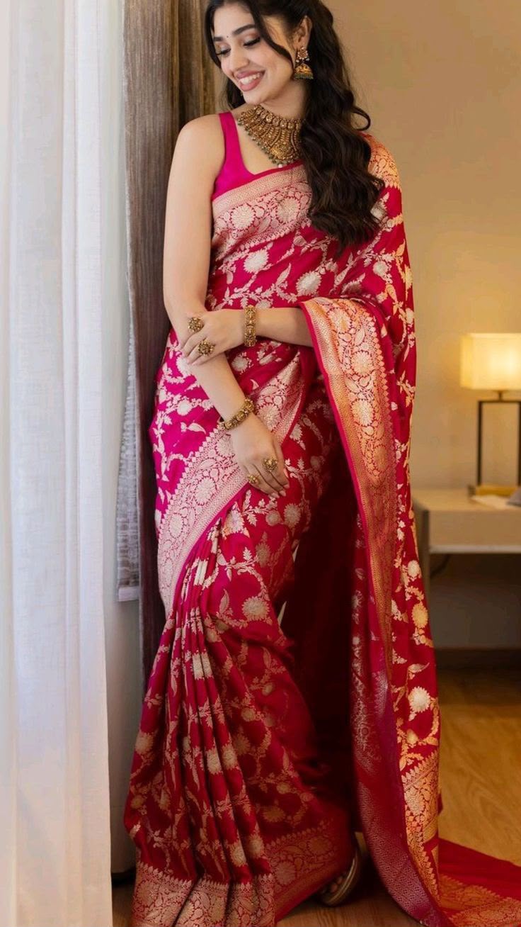 KP 6016 Pink Color Soft Lichi Silk Jacquard On All Over Saree Casual, Party Wear, Wedding, Events Etc. Expected Delivery 4-6 Working Days @1549/- | Sarees, Bollywood Sarees, Creative Sarees, Designer Sarees, Embroidered Sarees, Ethnic Saree, Modern Digital sarees, Party Wear Sarees