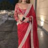 KD 626 Red in Faux Georgette Zari Work & Embroidery Work Saree. Special Price ₹2349. Delivery 4-6 Working Days. Shop now. | Sarees, Bollywood Sarees, Creative Sarees, Designer Sarees, Embroidered Sarees, Ethnic Saree, Modern Digital sarees, Party Wear Sarees