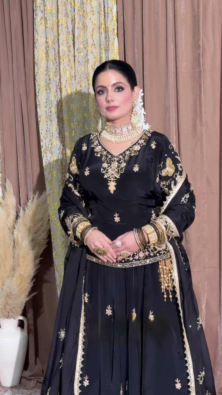 MD 3039 Black in Color Natural Crepe Embroidery Work Salwar Suit . Affordable Price ₹2399. Delivery 4-6 Working Days. Shop now. | Jump Suits, Salwar suit, Casual Suits, Creative suits, Designer Suits, Palazzo Suits, Party Wear Suits, Patiala Suits, Straight Suits