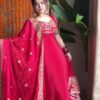 Shiny Pink Natural Crepe Sequence Work Anarkali Suit