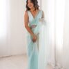 SP 90 Sky Blue Soft Net Saree with Sequins Work & Embroidery Work. Available at ₹2299 only. Delivery 4-6 Working Days. Shop now. | Sarees, Bollywood Sarees, Creative Sarees, Designer Sarees, Embroidered Sarees, Ethnic Saree, Modern Digital sarees, Party Wear Sarees