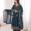 SP 104 Teal| Faux Georgette Salwar Suit with Lace Work & Digital Print. Introductory Price ₹2799. Delivery 4-6 Working Days. Shop now. | Anarkali Suits, Bollywood Anarkali, Creative-Anarkali, Designer Anarkali, Embroidered Anarkali, Party Wear Anarkali