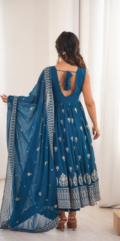 SP 91 Teal| Faux Georgette Salwar Suit with Lace Work & Digital Print. Introductory Price ₹2799. Delivery 4-6 Working Days. Shop now. | Anarkali Suits, Bollywood Anarkali, Creative-Anarkali, Designer Anarkali, Embroidered Anarkali, Party Wear Anarkali