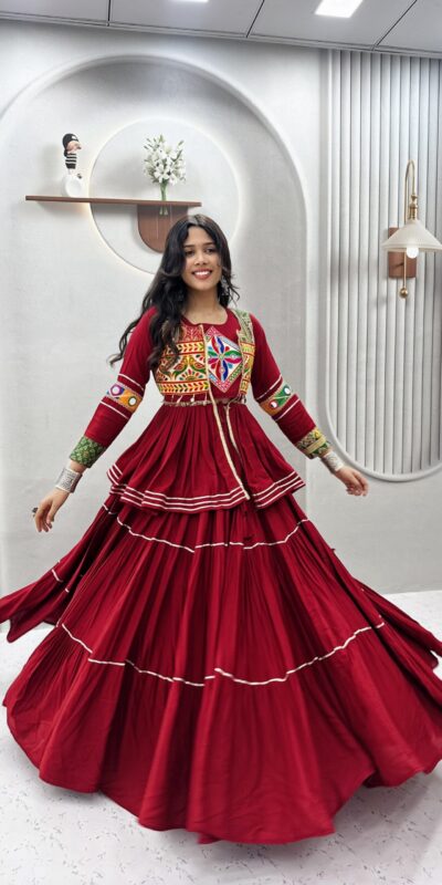 Ram 120 Maroon in Pure Cotton Mirror Work & Gamthi Work Lehenga Choli . Exclusive Offer ₹3049. Delivery 4-6 Working Days. Shop now. | Lehenga, Bollywood Lehenga, Creative Lehenga, Designer Lehenga, Embroidered Lehenga, Party Wear Lehenga