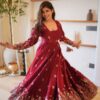 Super Maroon Doremon Crush Sequence Work Gown