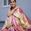 Super Pink Soft Lichi Silk Lace Border Work Saree