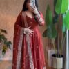 ZB 5080 Rust Fendy Silk Gown with Embroidery Work & Sequins Work. Special Price ₹2399. Delivery 4-6 Working Days. Shop now. | Gowns, Bollywood Gowns, Creative Gowns, Designer Gowns, Embroidered Gowns, Party Wear Gowns