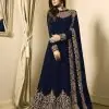 Floor Length Blue Georgette Anarkali Dress for Women