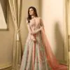 Orange Embroidered Georgette Net Anarkali Suit
