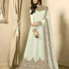 Floor Length Anarkali For Women'S White Heavy Georgette
