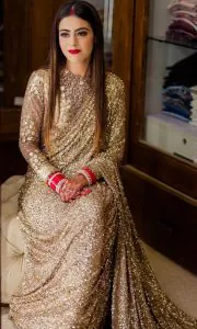 angelic-gold-color-fancy-thread-sequence-work-party-wear-saree