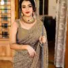 Grey Georgette Sequins Work Saree For Women'S