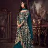 Peacock Blue Heavy Net Embroidered Stone Work Sharara Suit