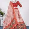 Orange Silk with Heavy Tassels Lehenga Choli