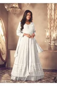 FC:-122 White color heavy Georgette with Embroidery And Santoon Work Classic Designer Suit Wedding,Party,Festive@2399/- Only | Anarkali Suits, Bollywood Anarkali, Creative-Anarkali, Designer Anarkali, Embroidered Anarkali, Party Wear Anarkali