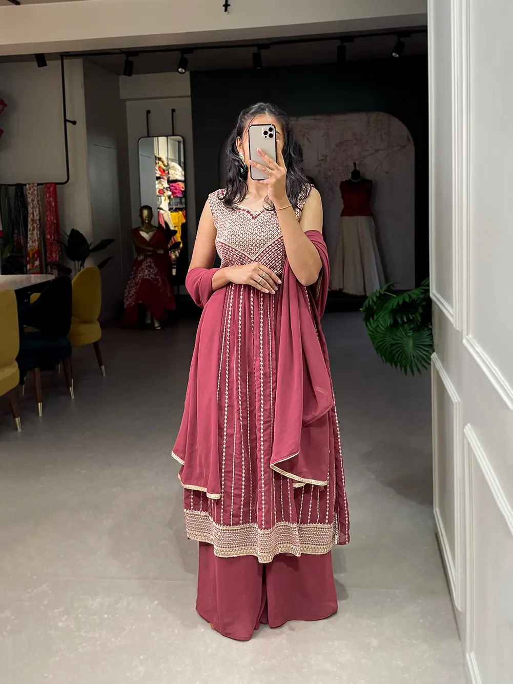 YNF 3503 Red Color Top : Georgette Work : Embroidery Sequence Work Inner : Micro Cotton .Traditional Wear, Events. @1849/- | Gowns, Bollywood Gowns, Creative Gowns, Designer Gowns, Embroidered Gowns, Party Wear Gowns