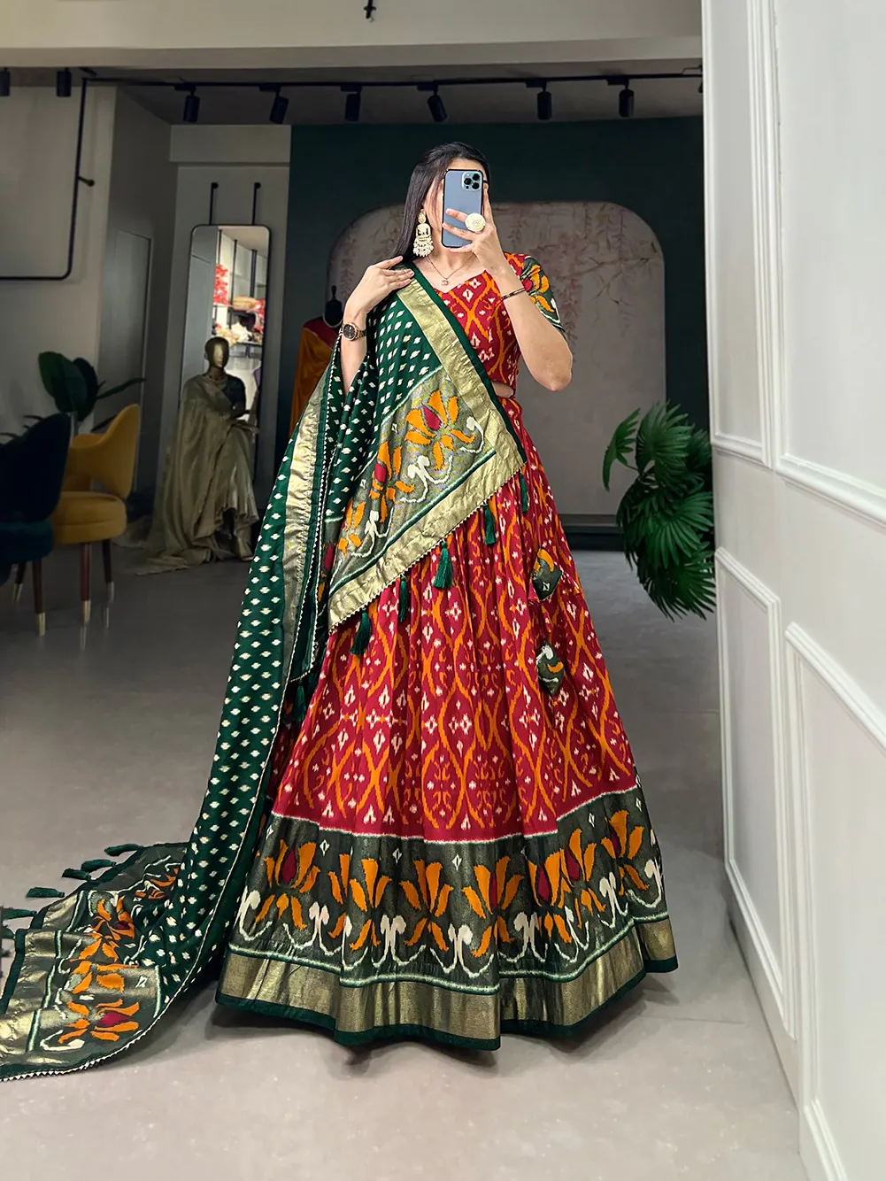 LNB 1615 Red Color Tussar Silk Drawstring & Printed With Foil Print & Heavy Tassels Lehenga Choli Expected Delivery 4-6 Working Days 2449/- | Lehenga, Bollywood Lehenga, Creative Lehenga, Designer Lehenga, Embroidered Lehenga, Party Wear Lehenga