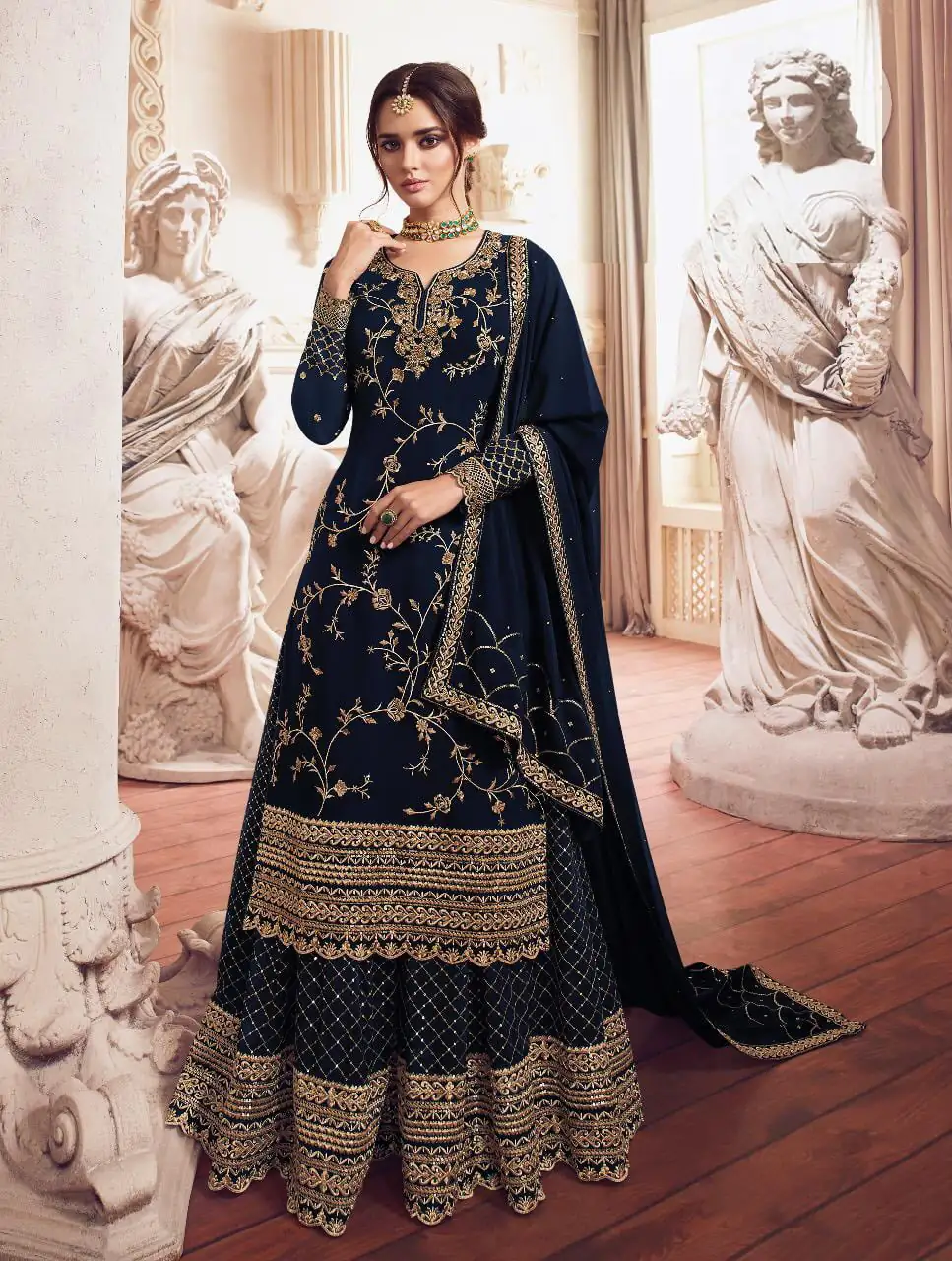 LT 4902 Stone Green color Georgette With Embroidery sequence Work Sharara Suit Wedding, Festive, Events Etc. Expected Delivery 4-6 Working Days @2099/- | Jump Suits, Salwar suit, Casual Suits, Creative suits, Designer Suits, Palazzo Suits, Party Wear Suits, Patiala Suits, Straight Suits