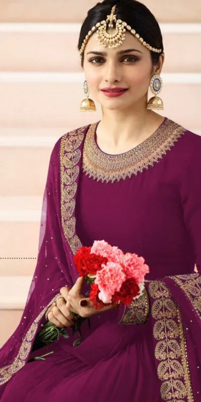FC 7171 Purple Color Georgette Embroidery work Anarkali Suit Casual, Wedding, Party, Festive, Events Etc. Expected Delivery 4-6 Working Days @1999/- | Anarkali Suits, Bollywood Anarkali, Creative-Anarkali, Designer Anarkali, Embroidered Anarkali, Party Wear Anarkali