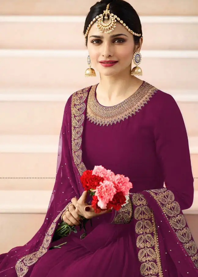 FC 7171 Purple Color Georgette Embroidery work Anarkali Suit Casual, Wedding, Party, Festive, Events Etc. Expected Delivery 4-6 Working Days @1999/- | Anarkali Suits, Bollywood Anarkali, Creative-Anarkali, Designer Anarkali, Embroidered Anarkali, Party Wear Anarkali