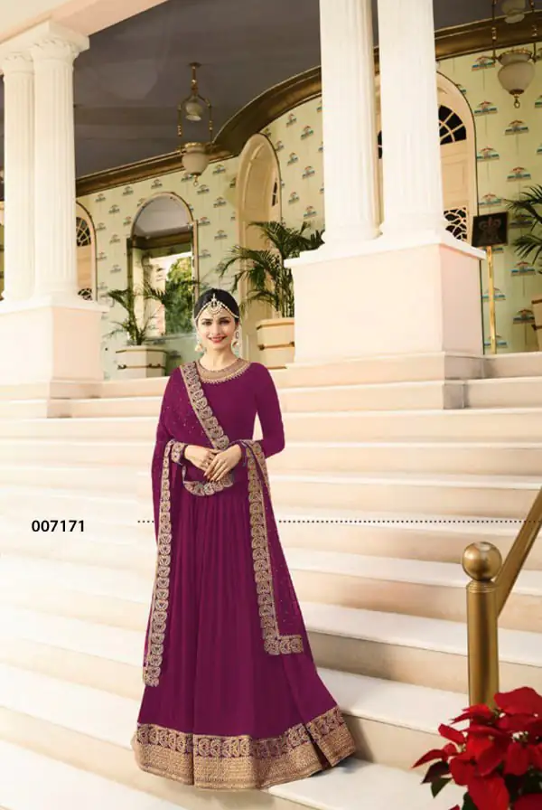 FC 7171 Purple Color Georgette Embroidery work Anarkali Suit Casual, Wedding, Party, Festive, Events Etc. Expected Delivery 4-6 Working Days @1999/- | Anarkali Suits, Bollywood Anarkali, Creative-Anarkali, Designer Anarkali, Embroidered Anarkali, Party Wear Anarkali