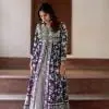 Purple Cotton Slub Embroidery Sharara Suit