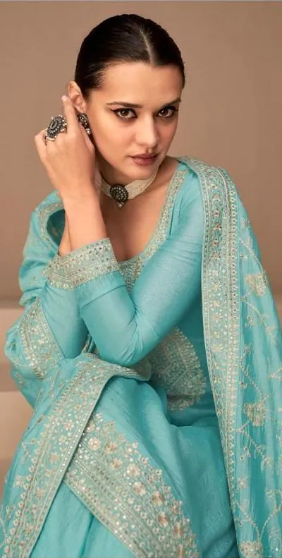 Ashirwad 9522 Sky Blue Color Sequence Embroidery Stone Work Salwar Suit , Wedding, Party, Festive, Events Etc. Expected Delivery 4-6 Working Days @2250/- | Jump Suits, Salwar suit, Casual Suits, Creative suits, Designer Suits, Palazzo Suits, Party Wear Suits, Straight Suits