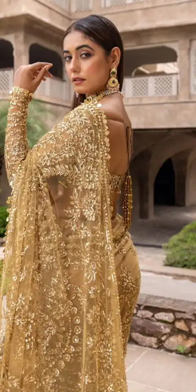 DF 3398 Golden Color Mono Butterfly Net Embroidery work Saree Casual, Wedding, Festive, Events Etc. Expected Delivery 4-6 Working Days @1799/- | Sarees, Bollywood Sarees, Creative Sarees, Designer Sarees, Embroidered Sarees, Ethnic Saree, Modern Digital sarees, Party Wear Sarees